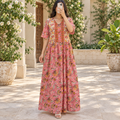 S/M Rahaf Crystal Printed Cotton Long Dress Jalabiya – 57