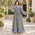 XS/S Zaria Crystal Printed Cotton Long Dress Jalabiya – 54