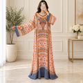 XL Silky Digital Kaftan Printed Long Jalabiya