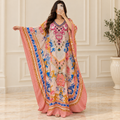 Free Size Silky Digital Kaftan And Farasha Printed Long Jalabiya
