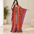 Free Size Silky Digital Kaftan And Farasha Printed Long Jalabiya