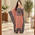 Free Size Silky Digital Kaftan And Farasha Printed 50" Long Jalabiya