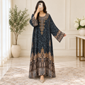 2XL Silky Digital Kaftan And Farasha Printed Long Jalabiya
