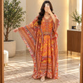Free Size Silky Digital Kaftan And Farasha Printed Long Jalabiya