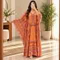 Free Size Silky Digital Kaftan And Farasha Printed Long Jalabiya