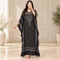 Free Size Silky Digital Kaftan And Farasha Printed Long Jalabiya