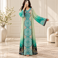 XL Silky Digital Kaftan Printed Long Jalabiya