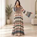 XS Silky Digital Kaftan Printed Long Jalabiya