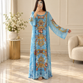 S Silky Digital Kaftan Printed Long Jalabiya