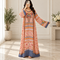 XS/S Silky Digital Kaftan Printed Long Jalabiya