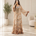 S Silky Digital Kaftan Printed Long Jalabiya