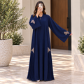 Opulent Blue Trimmed Designer Abaya 58" Inches Length