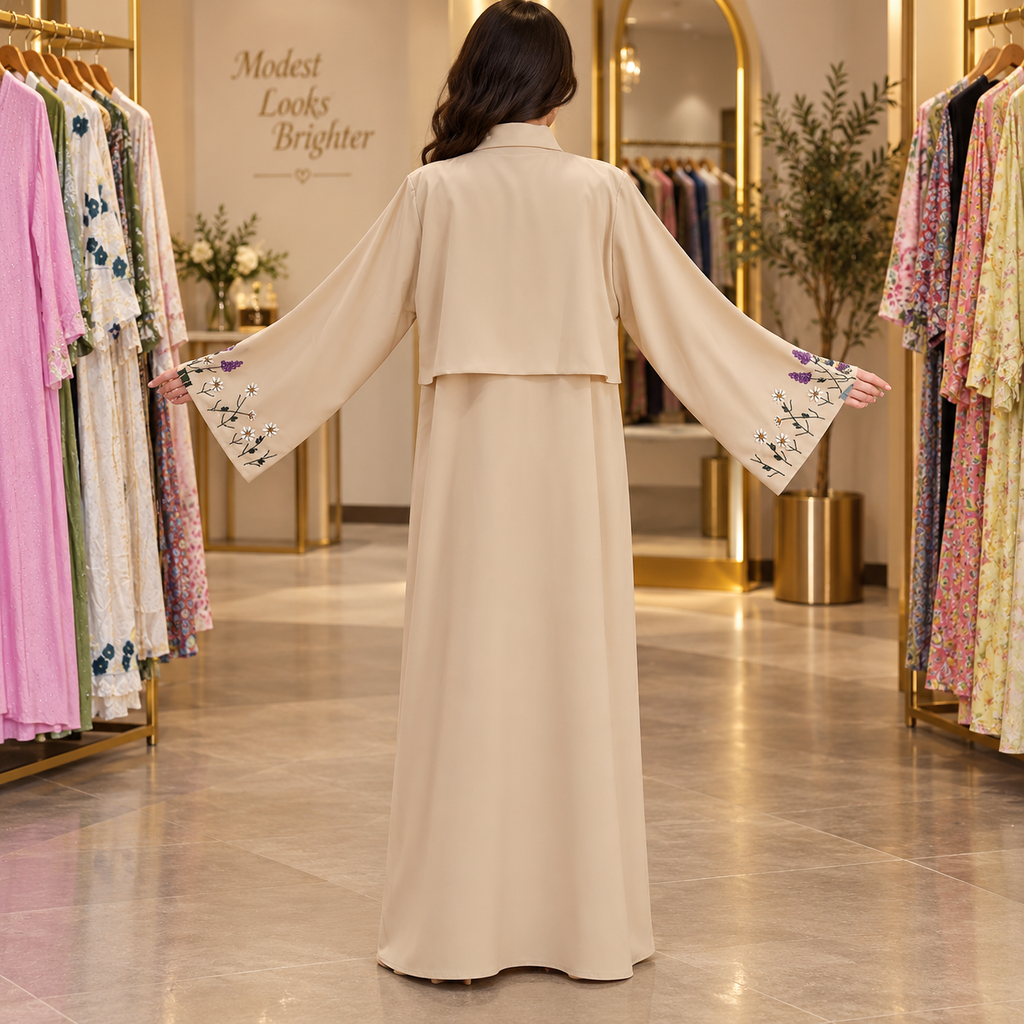Opulent Trimmed Designer Abaya 58" Inches Length