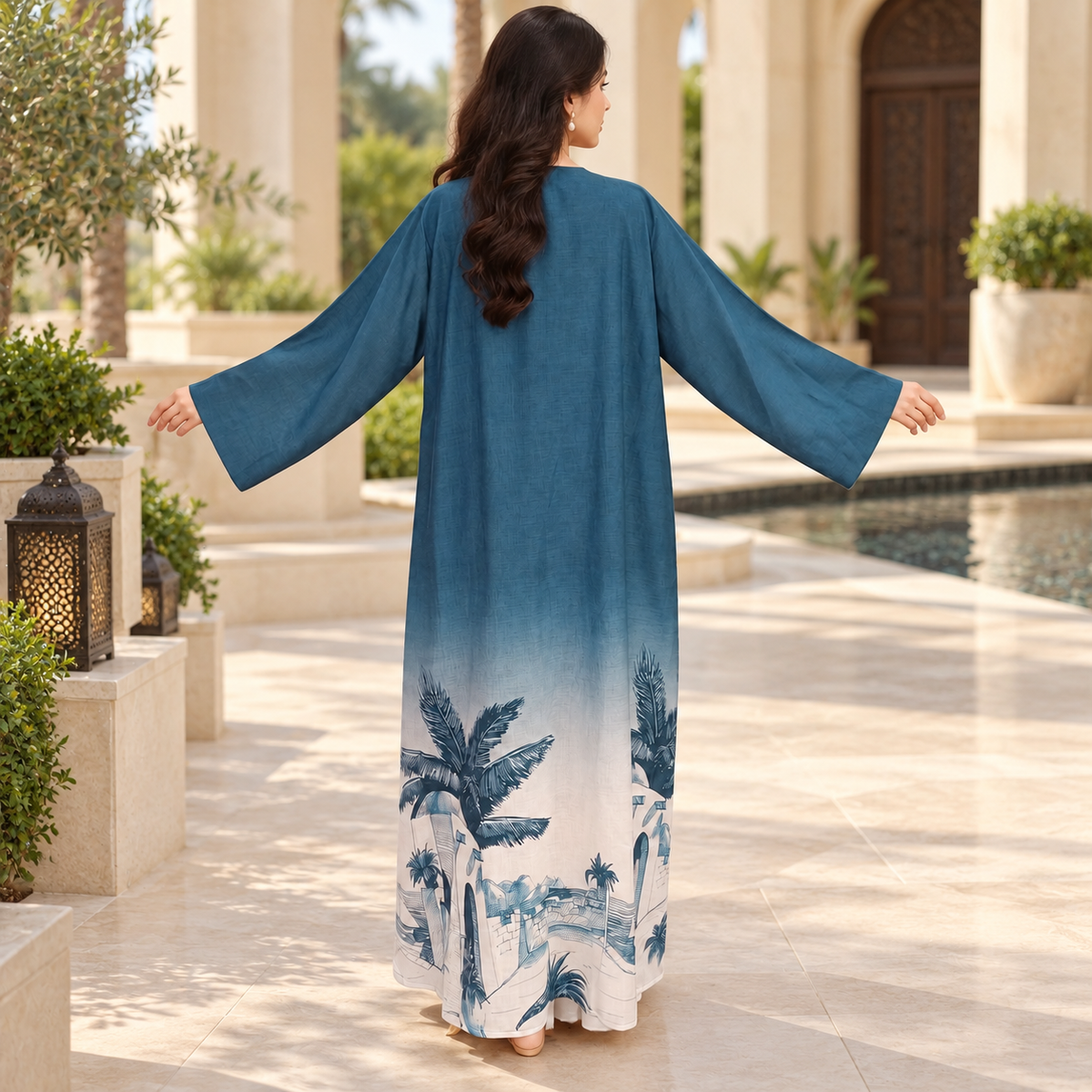 Opulent  2 Piece Set Trimmed Designer Abaya 57" Inches Length