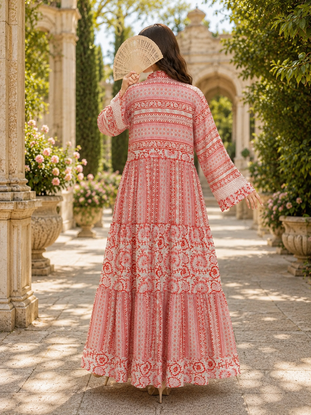 L/XL Special Printed Cotton Long Dress Jalabiya – 57"