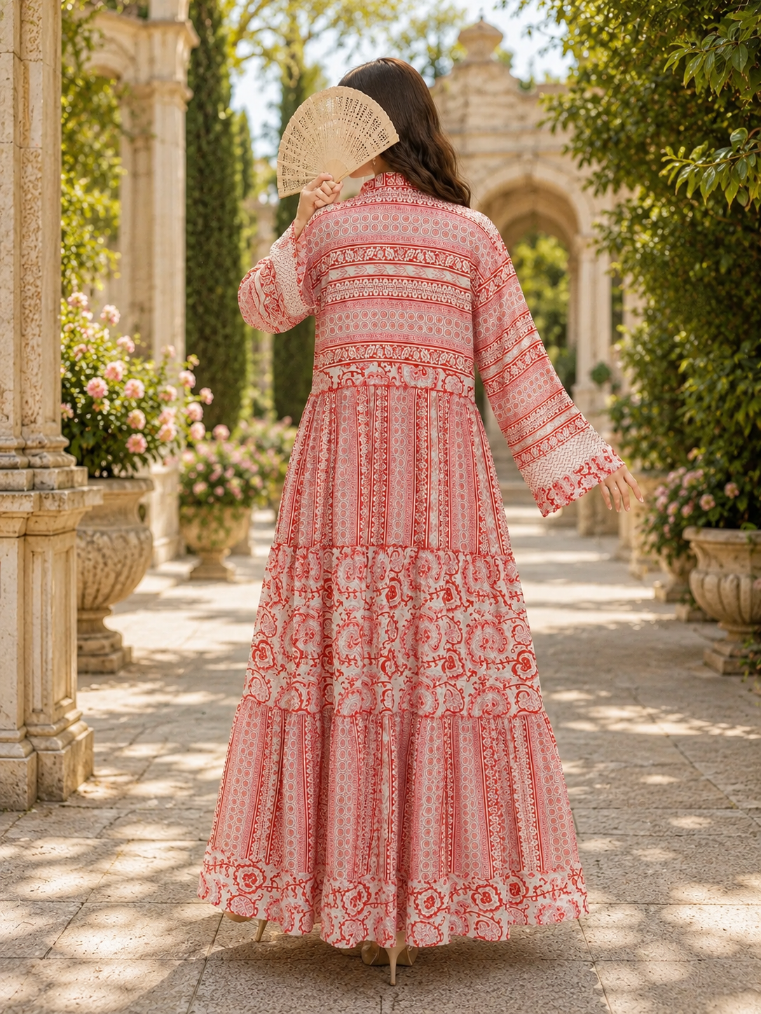L/XL Special Printed Cotton Long Dress Jalabiya – 57"