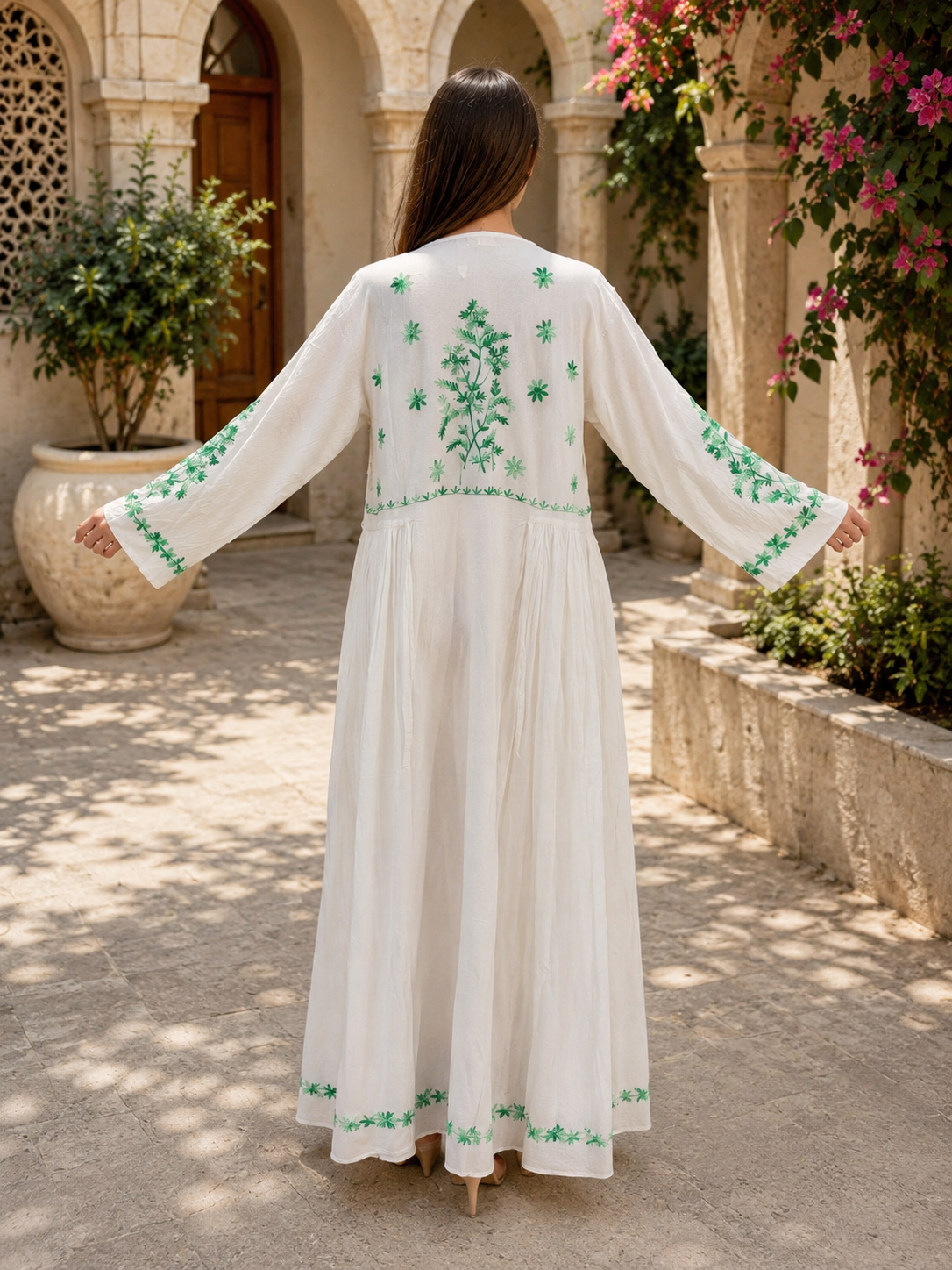 S/M Special Embriodered Printed Cotton Long Dress Jalabiya – 57"