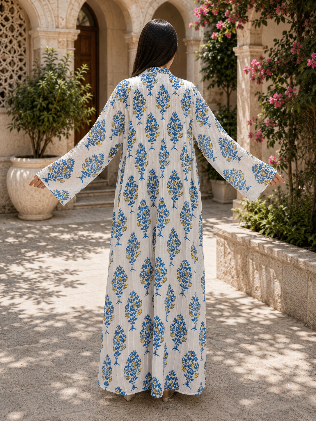 2XL-3XL Adiat Crystal Printed Cotton Long Dress Jalabiya – 57