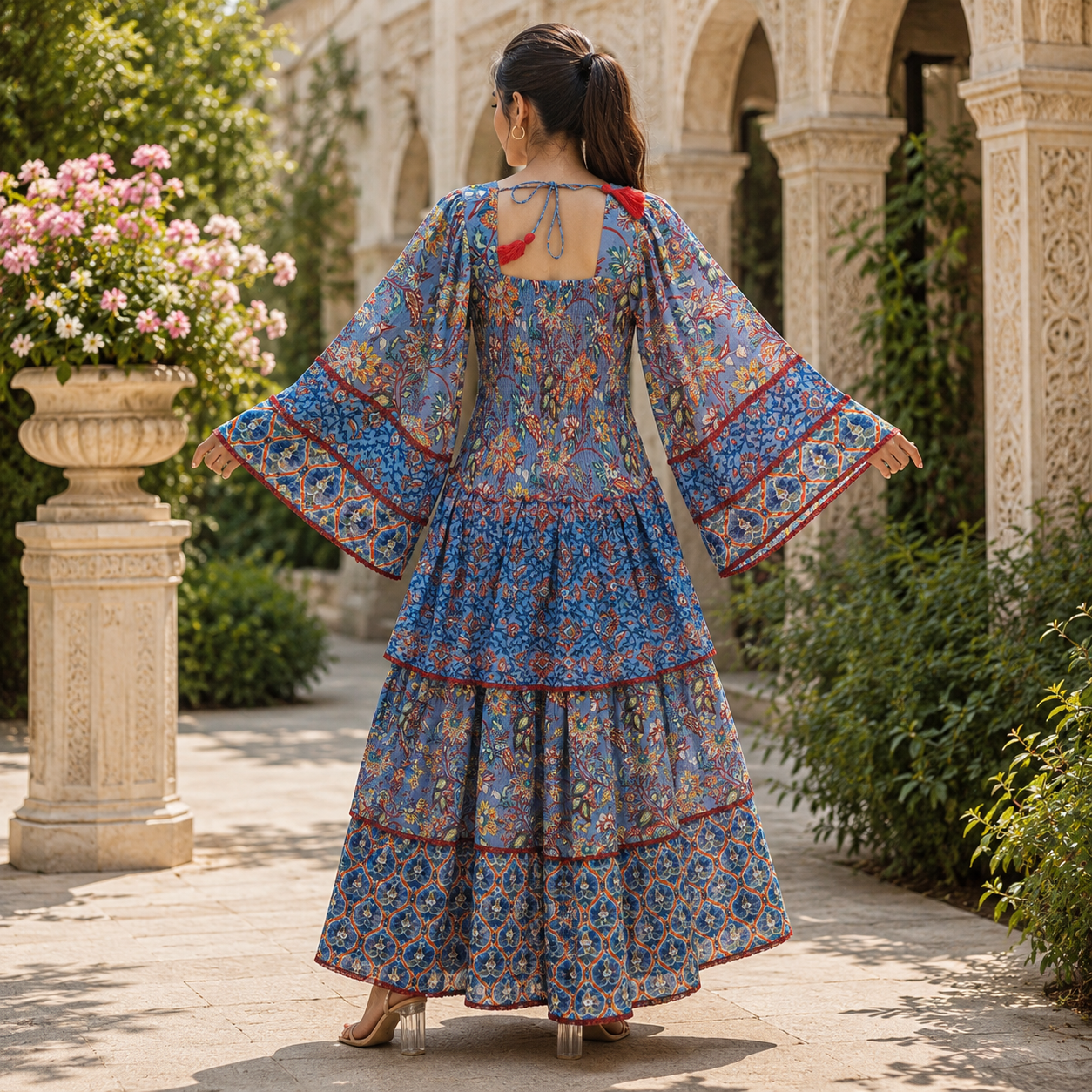 2XL-3XL Rahima Crystal Printed Cotton Long Dress Jalabiya – 57