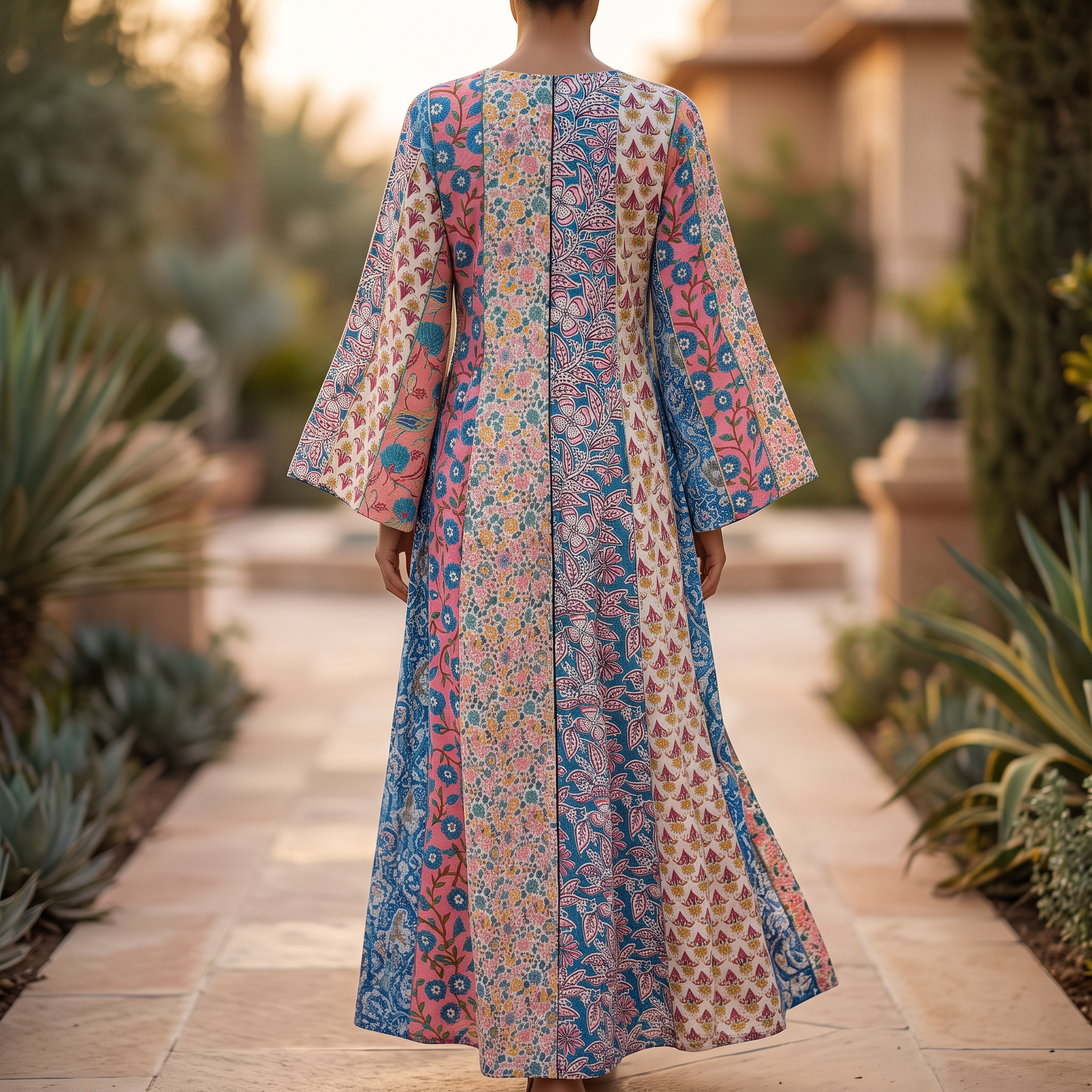 S/M Malaysia Printed Cotton Long Dress Jalabiya – 57"