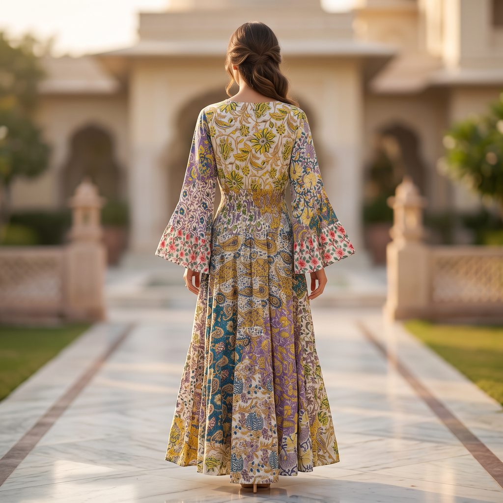 2XL-3XL Musira Printed Cotton Long Dress Jalabiya – 57