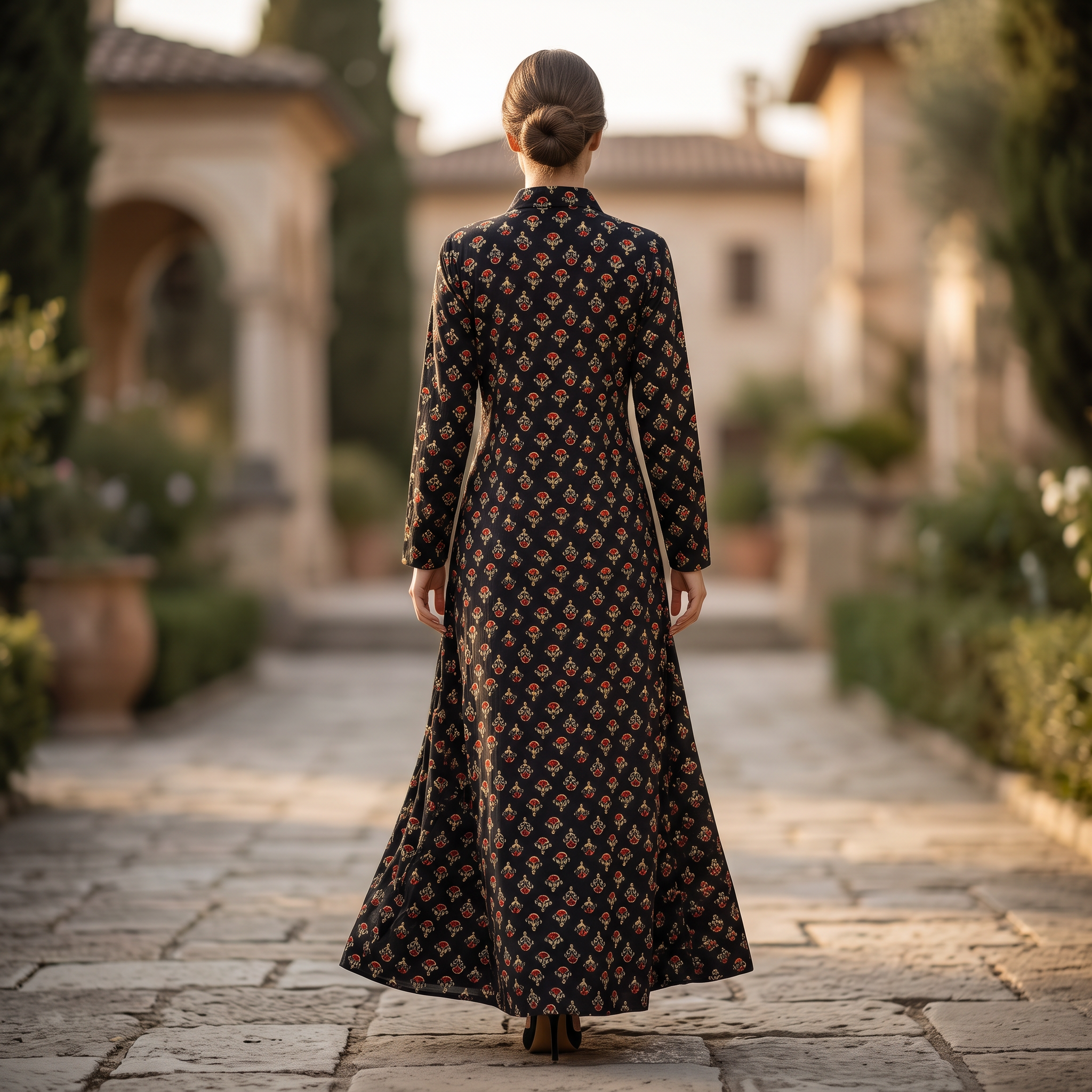 S/M Honey Printed Cotton Long Dress Jalabiya – 57"