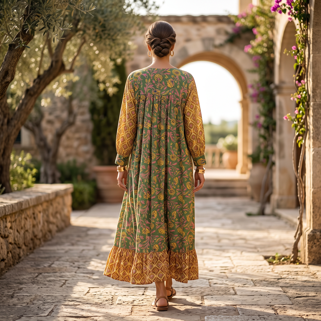 2XL-3XL Yamana Printed Cotton Long Dress Jalabiya – 57