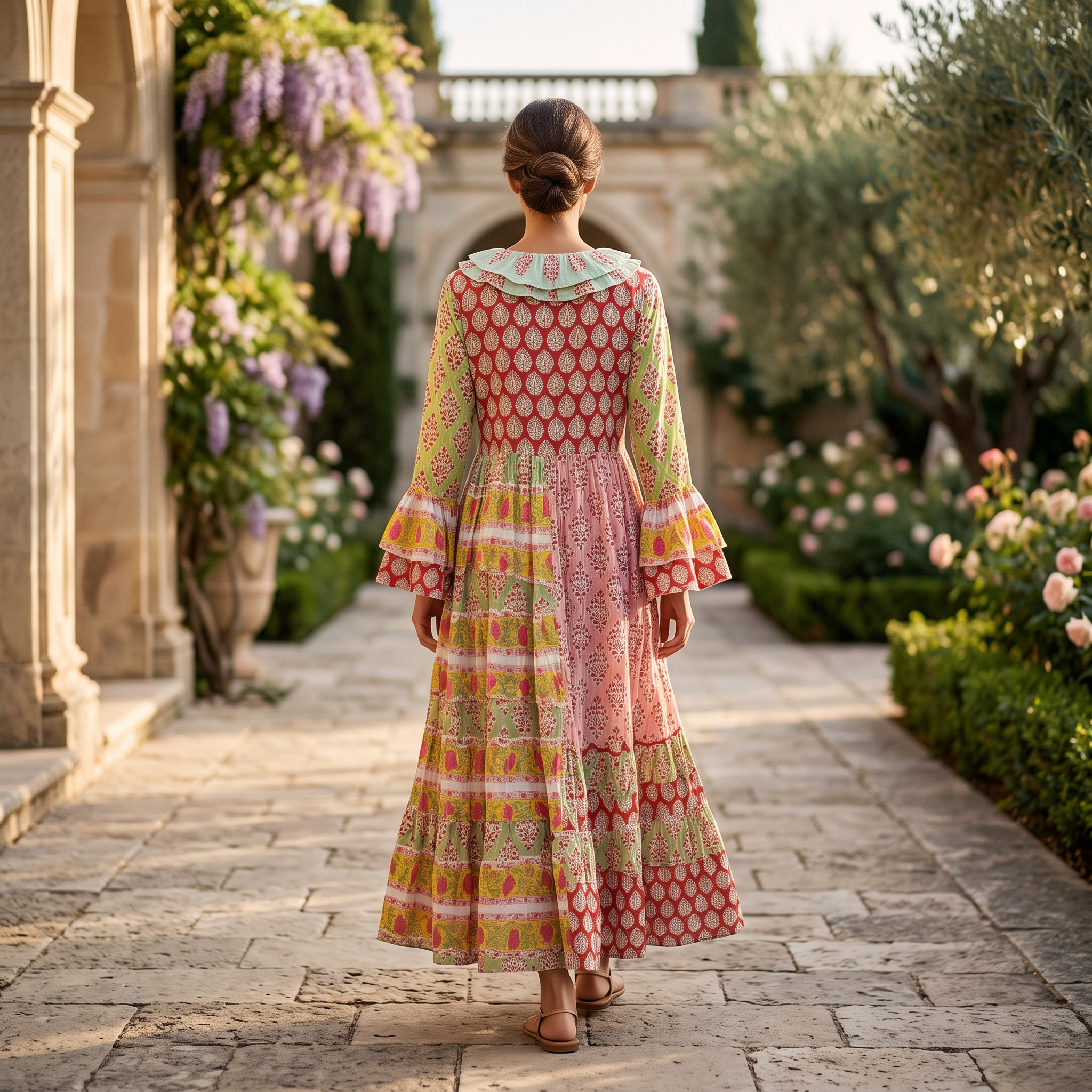 L/XL Sabha Printed Cotton Long Dress Jalabiya – 57"