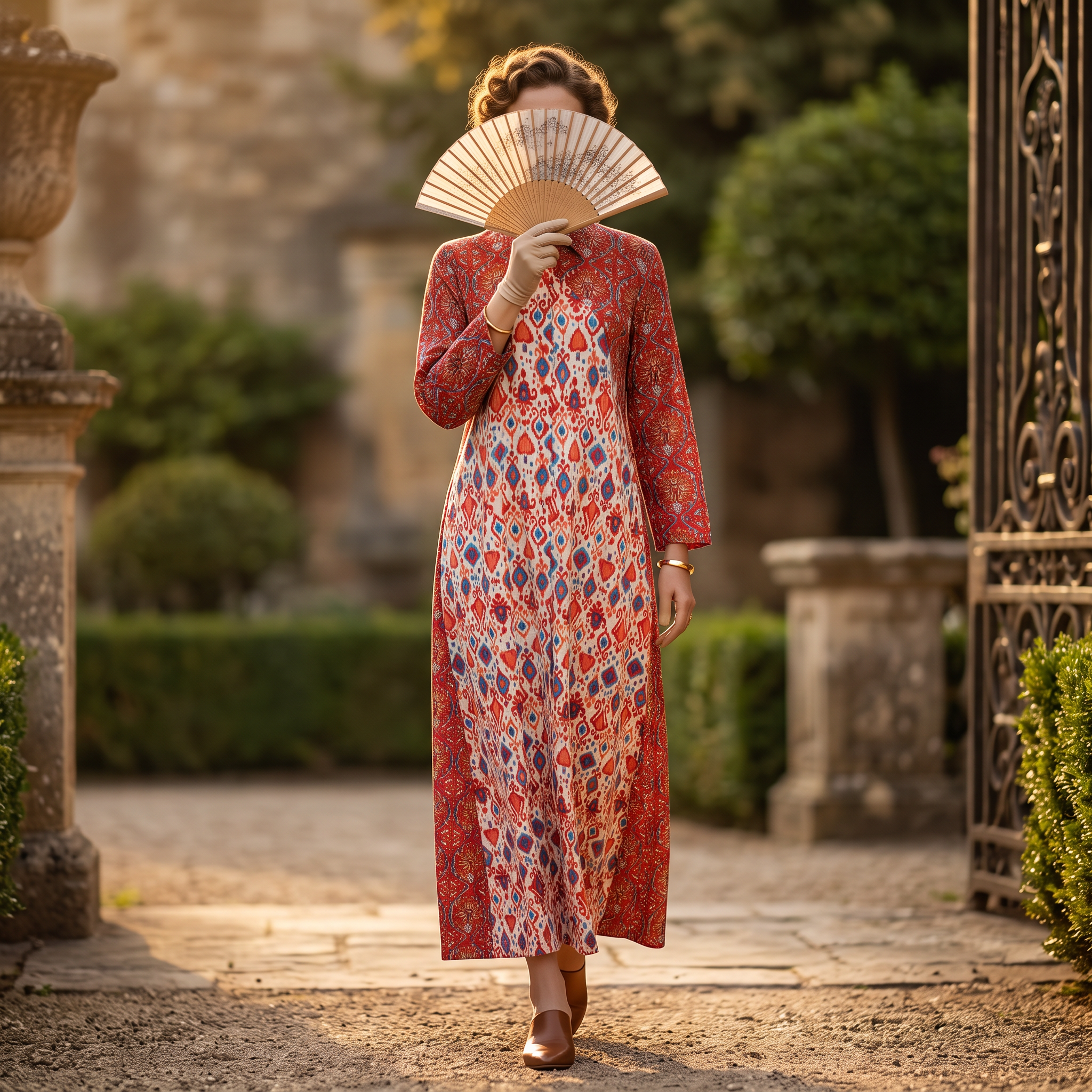 XS/S Honey Crystal Printed Cotton Long Dress Jalabiya – 54"