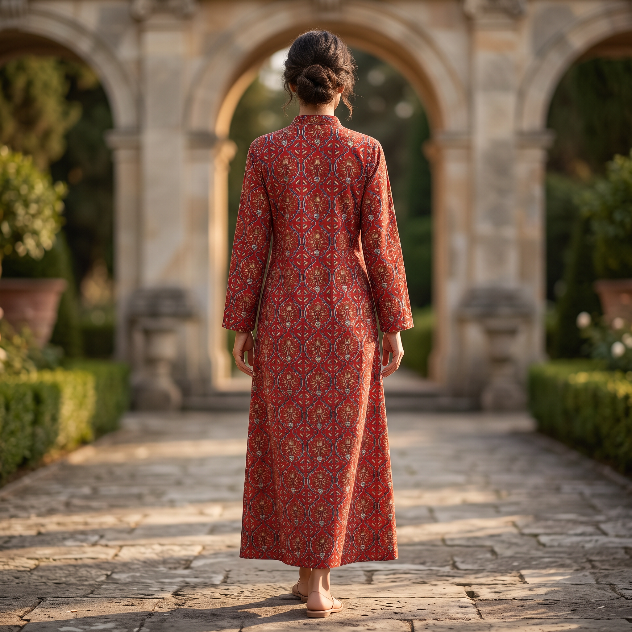 XS/S Honey Crystal Printed Cotton Long Dress Jalabiya – 54"