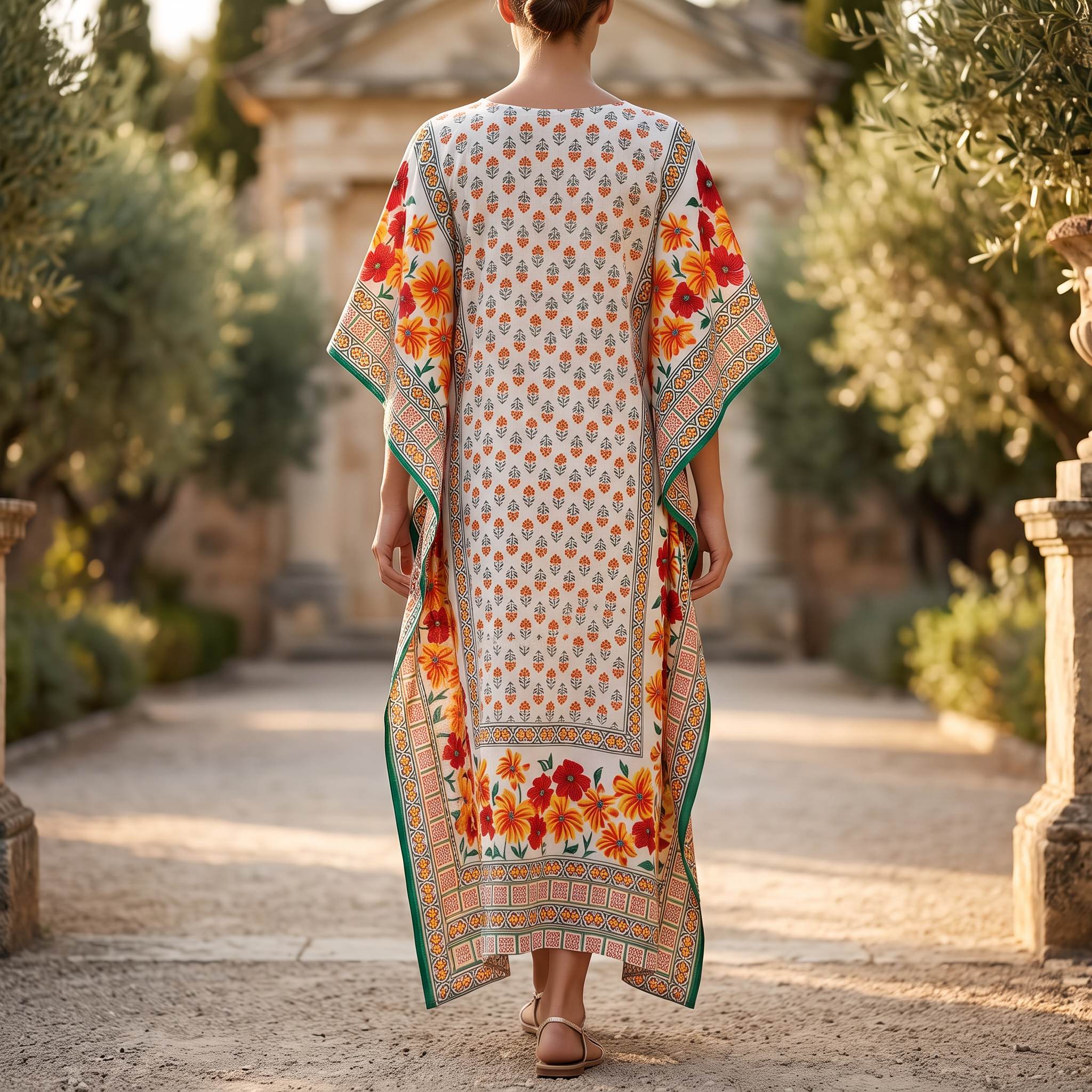 Free Size Farasha Crystal Printed Cotton Long Dress Jalabiya – 57"