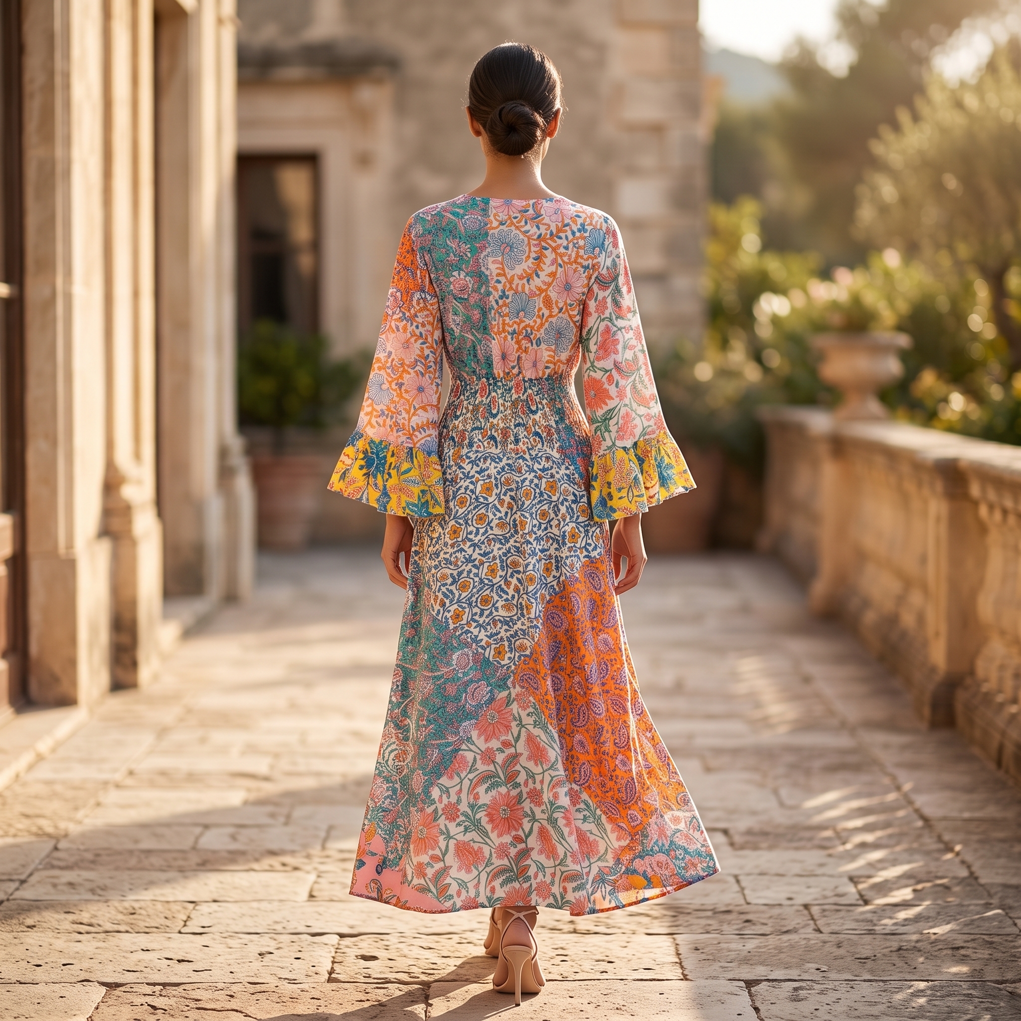 L/XL Musira Printed Cotton Long Dress Jalabiya – 57"