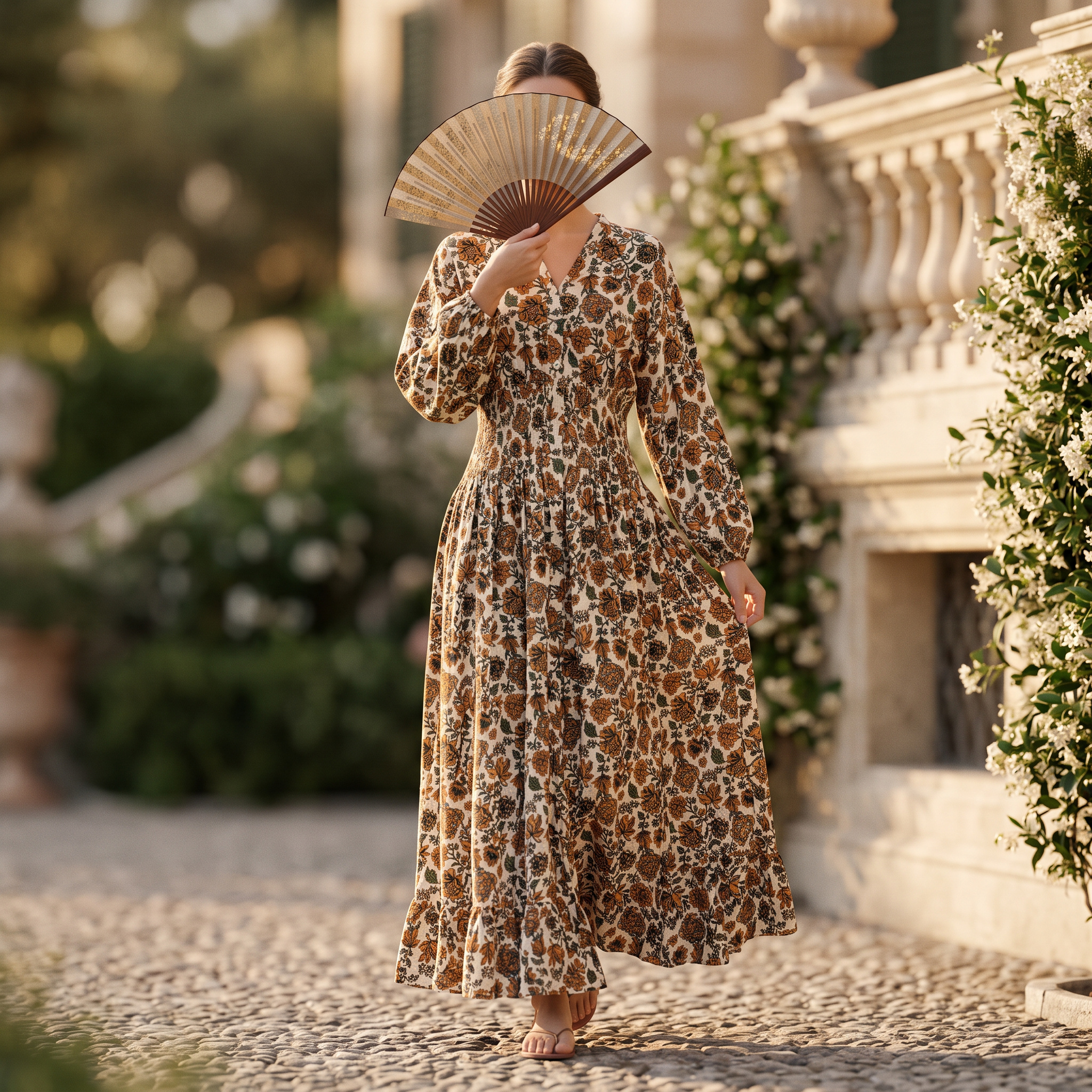2XL-3XL Yuasa Printed Cotton Long Dress Jalabiya – 57