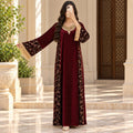 S/M Royal Burgundy Velvet Crystal Kaftan – 60 Inches Length