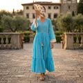 L/XL Ari Crystal Printed Cotton Long Dress Jalabiya – 57"
