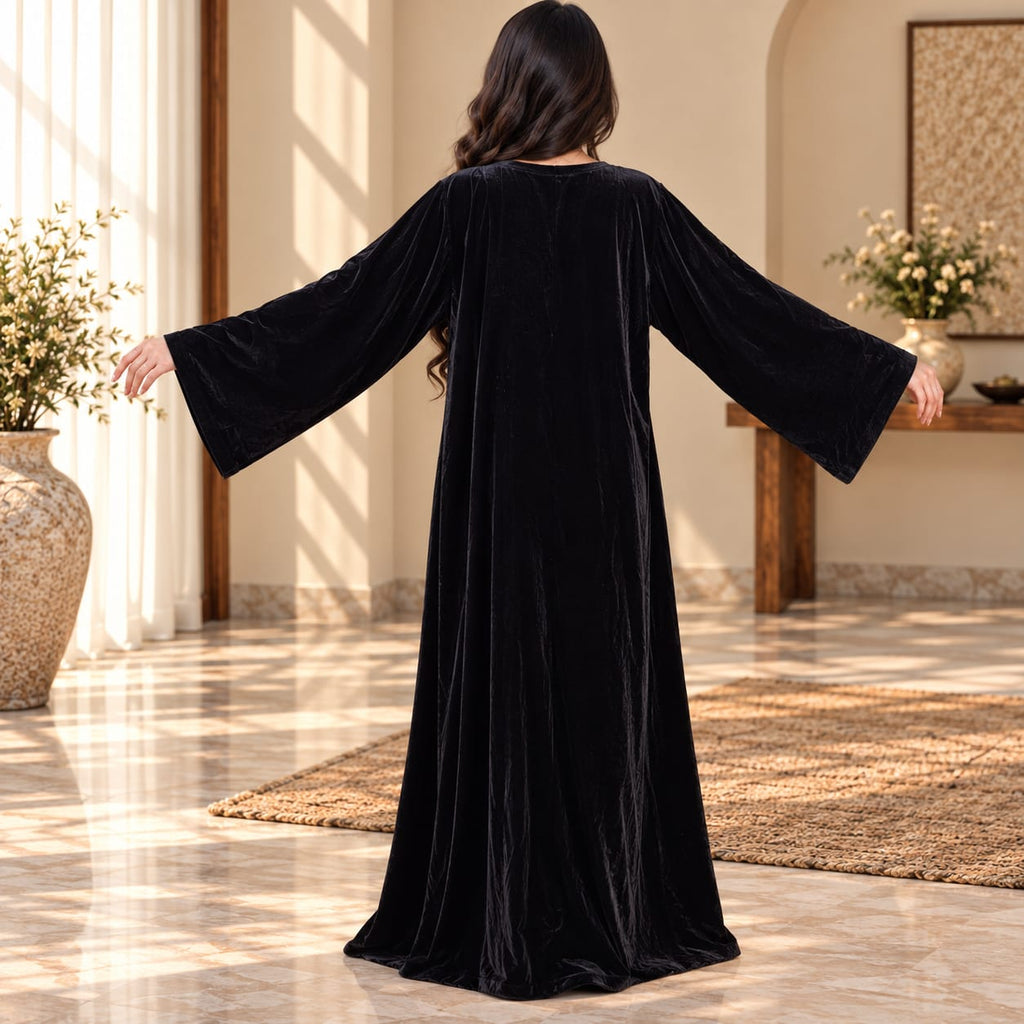 S/M Royal Burgundy Velvet Crystal Kaftan – 60 Inches Length.