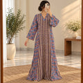 L/XL Special Crystal  Printed Cotton Long Dress Jalabiya – 57"