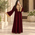 S/M Royal Burgundy Velvet Crystal Kaftan – 60 Inches Length.