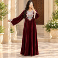 S/M Royal Burgundy Velvet Crystal Kaftan – 60 Inches Length.