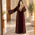 S/M Royal Burgundy Velvet Crystal Kaftan – 60 Inches Length.