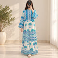 L/XL Afifa Printed Cotton Long Dress Jalabiya – 57