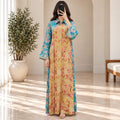 2XL/3LXL Honey Crystal Printed Cotton Long Dress Jalabiya – 57