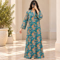 L/XL Teena Crystal Printed Cotton Long Dress Jalabiya – 57"