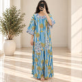 2XL/3LXL Nawaar Crystal Printed Cotton Long Dress Jalabiya – 57