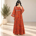 S/M Anaya Printed Cotton Long Dress Jalabiya – 57