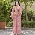L/XL Rida Printed Cotton Dress 57" Long Jalabiya