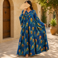 2XL-3XL Adn Crystal Printed Silk Long Dress Jalabiya – 57