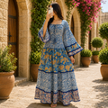 2XL-3XL Rahima Crystal Printed Silk Long Dress Jalabiya – 57