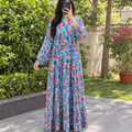 L/XL Ziya Printed Cotton Dress 57" Long Jalabiya