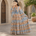 S/M Gaby Crystal Printed Silk Long Dress Jalabiya – 57